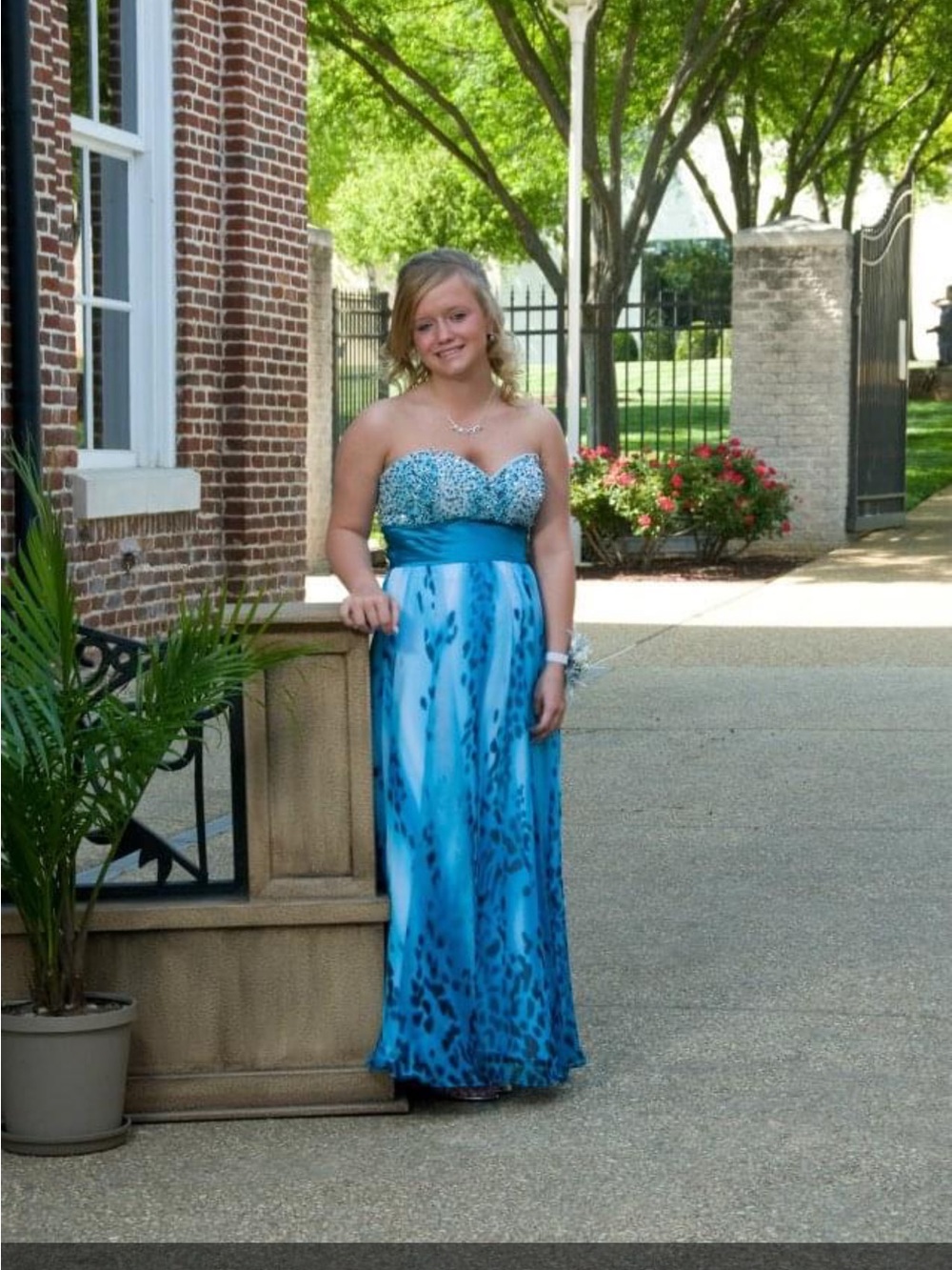 Blue Ombre Strapless Prom Dress with Beaded Sweetheart Bodice